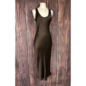 Rumored Brown Maxi Slip Dress Sleeveless Round Neck Size Small S